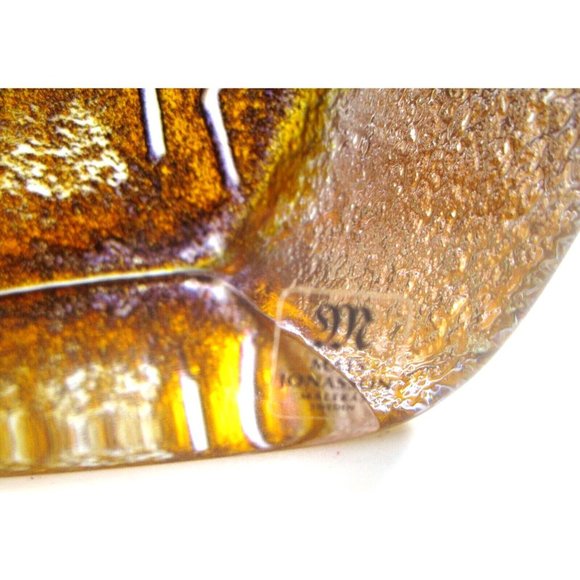 VTG Signed Mats Jonasson Maleras Crystal Cave Rock Carving Amber #3801 Orig. Tag - Picture 7 of 16